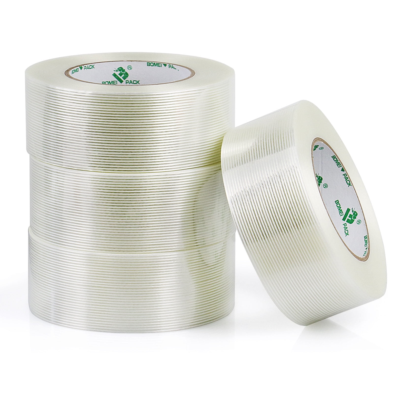 4Pack 5.5mil 2inch 60yards Reinforced Mono Filament Clear Strapping