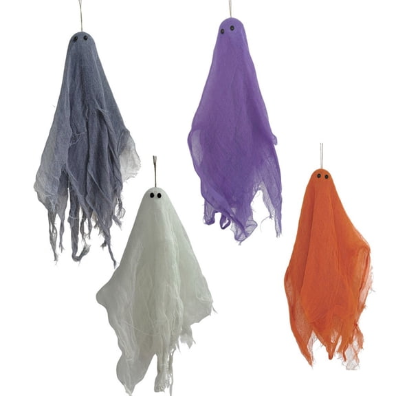 4Pack 50cm Halloween Skeleton Hanging Ghosts,Weather-Resistant Fabric Scary Decor,Indoor Outdoor Haunted House Props with Easy-Hang Strings