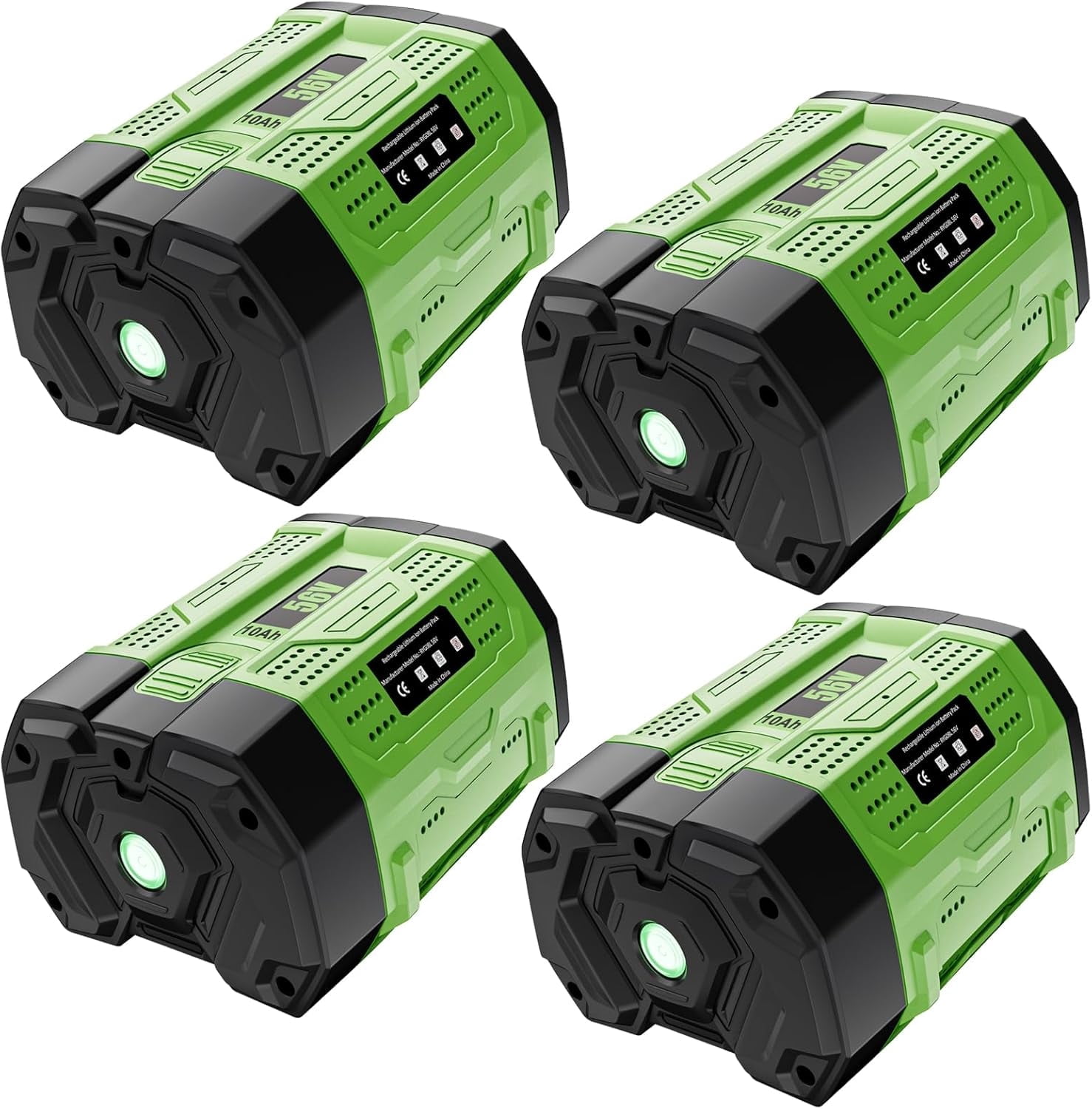 4Pack 56 Volt 10000mAh for EGO Battery High Capacity Replacement for EGO Battery 56V 10Ah Lithium ion BA5600T BA1400T BA4200T BA2240 BA2800 BA2800T Compatible with EGO All 56V Power Tool and Chargers