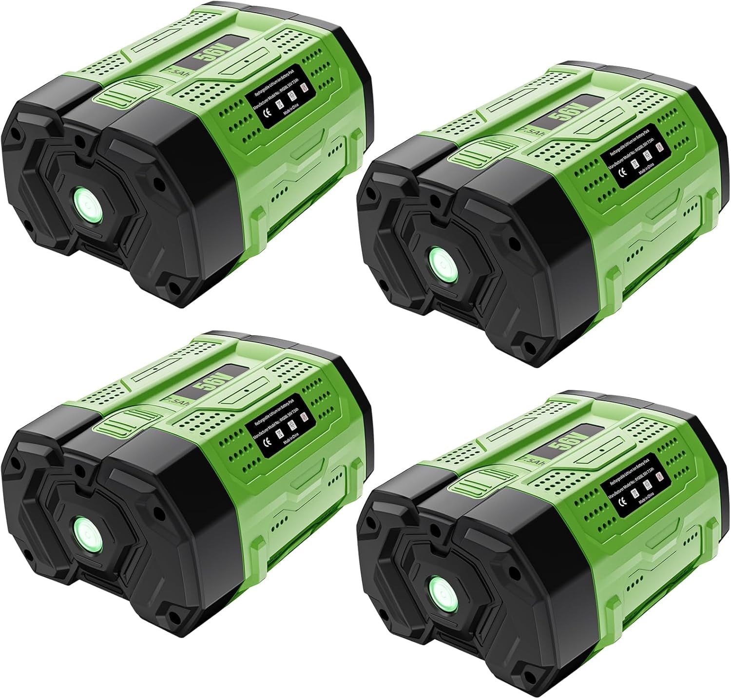 4Pack 56 Volt 7500mAh Lithium ion for EGO Batteries Replacement for 7.5Ah BA2800T BA2800 BA5600T BA4200T BA4200 BA1400T BA1400 Compatible with 56V EGO All Power Tool