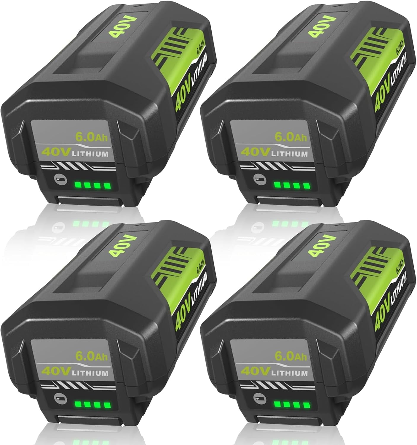 4Pack 6.0Ah OP40602 Replacement for Ryobi 40V Lithium Battery OP4060A1 OP40601 OP4075A OP4050A with LED Indicator