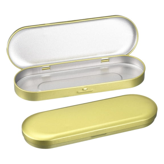4Pack 6.9x2.4x0.7 Inch Metal Tin Box Containers Portable Box, Light Gold