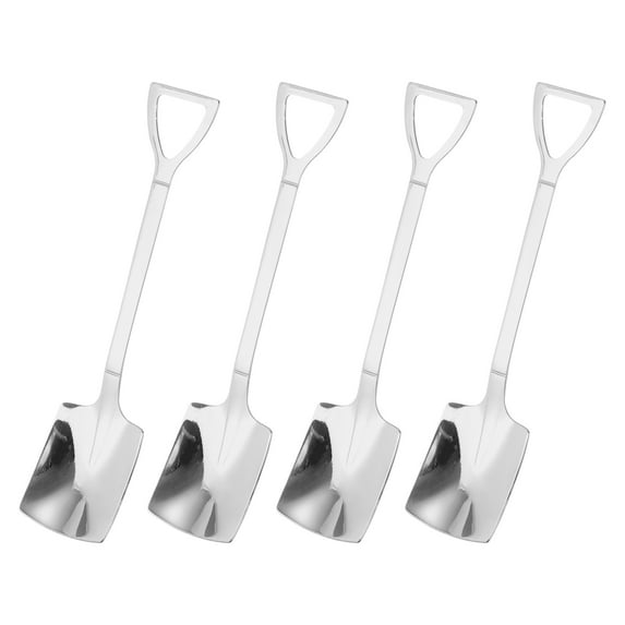 4Pack 6" Mini Shovel Spoon Stainless Steel Coffee Spoon Dessert Spoons, Silver