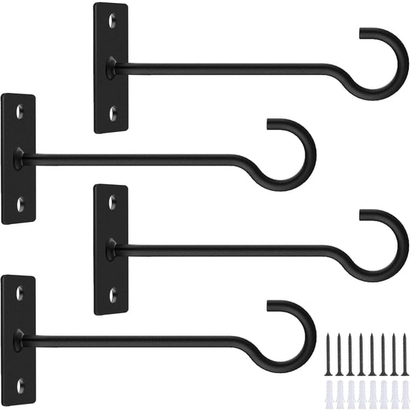 4Pack 6inch Wall Hook for Hanging Plant Bracket Metal Plant Hook
