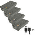 thumbnail image 1 of 4Pack 7000mAh Rechargeable Lithium Battery Pack for Tactacam Reveal Hunting Camera Ultra, X, X Pro, Pro 3.0, X Gen 2.0 3.0, XB, SK - Upgraded LED Meter and Solar Charging, 1 of 10