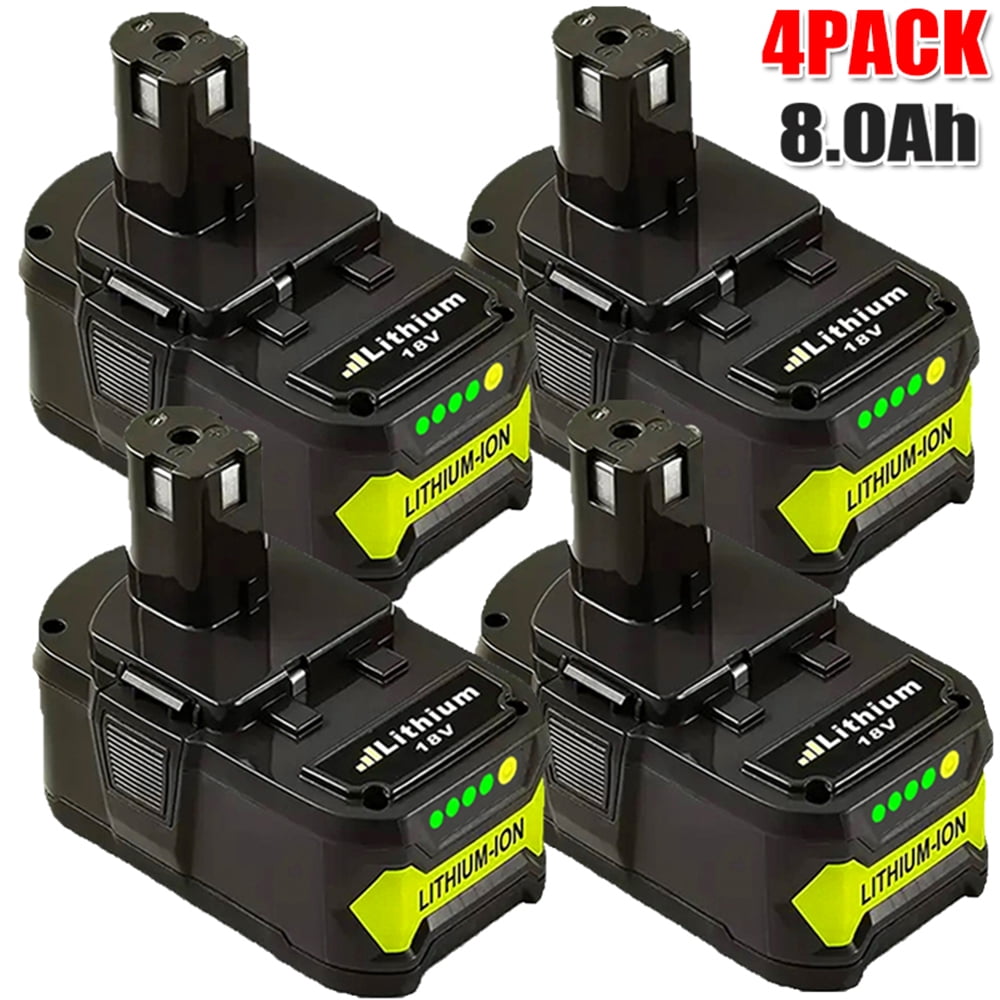 4Pack 8.0Ah 18v lithium-ion for ryobi p108 107 one+ plus high capacity battery