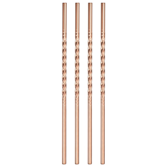 4Pack 8.46" Long 0.24" Dia Stainless Steel Straight Threaded Straws for Frozen Bubble Tea Drinks (Gold)