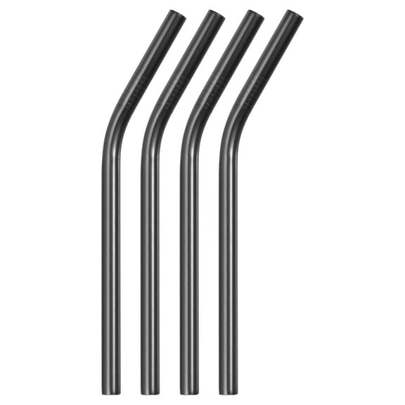 4Pack 8.46" Long Stainless Steel Straws-Bent Frozen Drink Straws for Travel Mugs, Cocktails (Black)