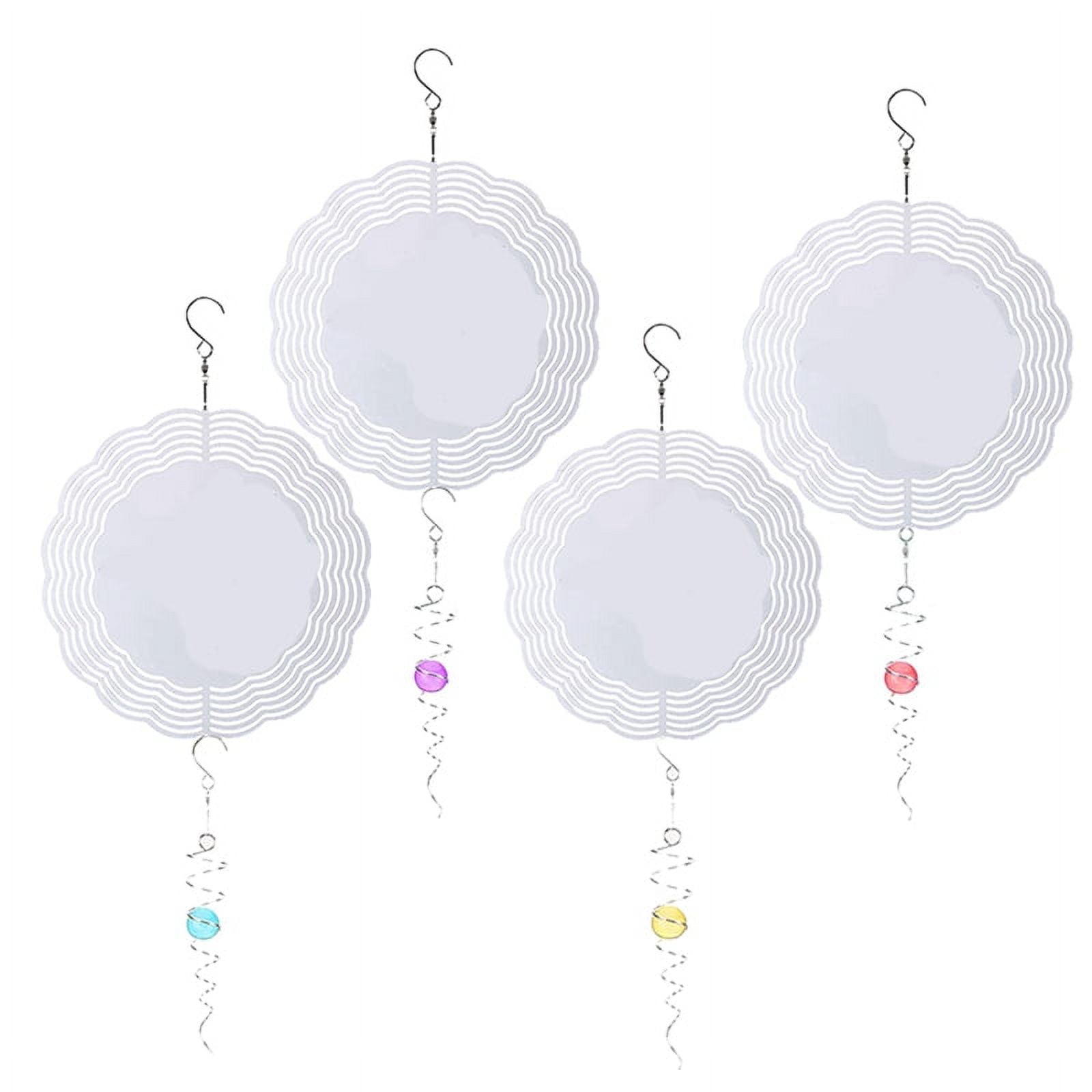4Pack 8 Inch Sublimation Wind Spinner Blanks,with 4 Gazing Ball Spiral