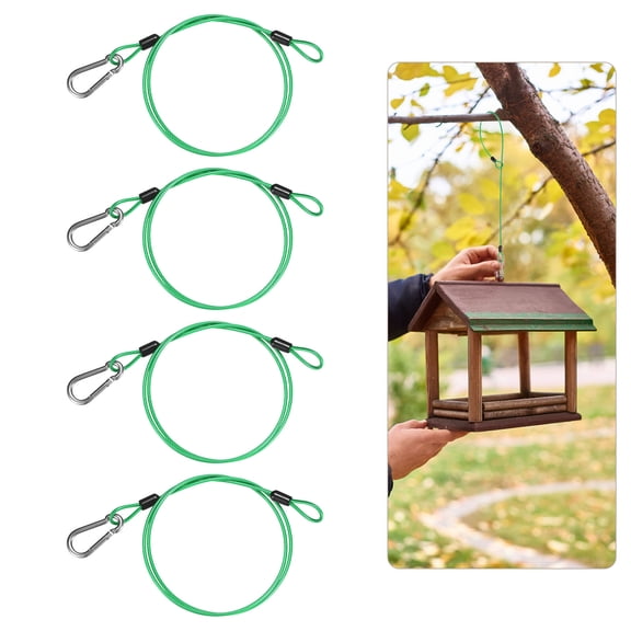 4Pack 90cm Stainless Steel Cable Chain Wire Bird Feeder Hanger with Clip Green