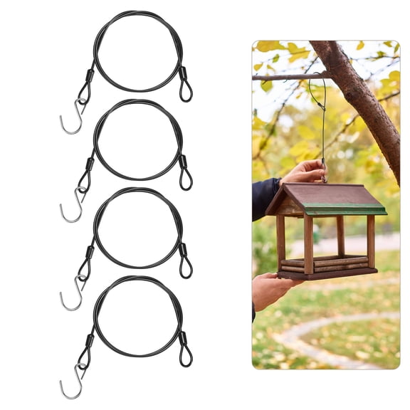 4Pack 90cm Stainless Steel Cable Chain Wire Bird Feeder Hanger with Hook Black