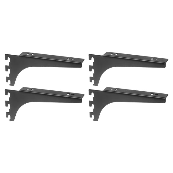 4Pack Adjustable Shelf Brackets, 6.5" Single Track System Heavy Duty Shelving Brackets Metal Stands for Closet, Bookshelf, Store Shelving, Black