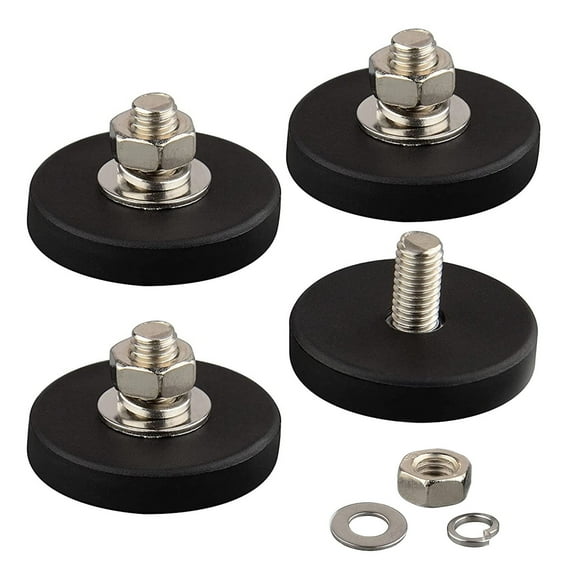 MUTUACTOR 4Pack Anti-Scratch Neodymium Magnet with Rubber Coated and M6 Male Thread,Super Strong Magnetic Mounting for Lighting,Camera,Tools and equipement