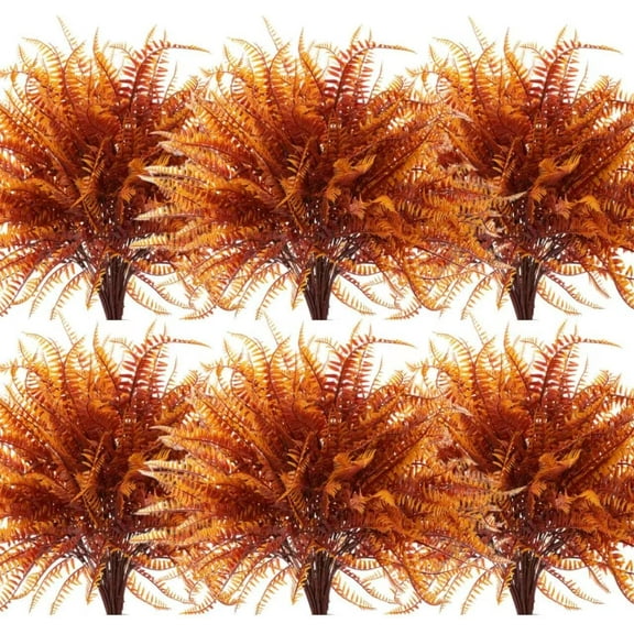 4Pack Artificial Fall Boston Ferns Autumn Faux UV Resistant Shrubs Plants Hanging Planter Home Garden Thanksgiving Festival Decor