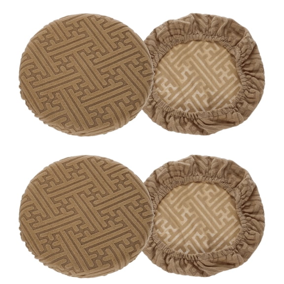 4Pack Bar Stool Covers Round, 12-14" Elastic Stool Seat Slipcover, Coffee