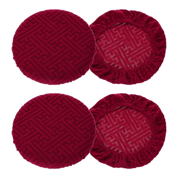 4Pack Bar Stool Covers Round, 12-14" Elastic Stool Seat Slipcover, Red