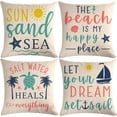 thumbnail image 1 of 4Pack Beach Theme Pillow Covers Watercolor Costal Sea Turtle Cushion Covers Nautical & Ocean Style Quotes Summer Holiday Home Decorative Pillowcases 18" x 18" for Sofa Couch Porch, 1 of 6