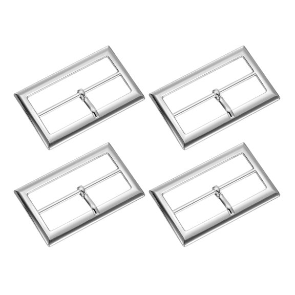 4Pack Belt Buckle, 1.57" Single Prong Rectangle Centre Bar Buckles, Silver