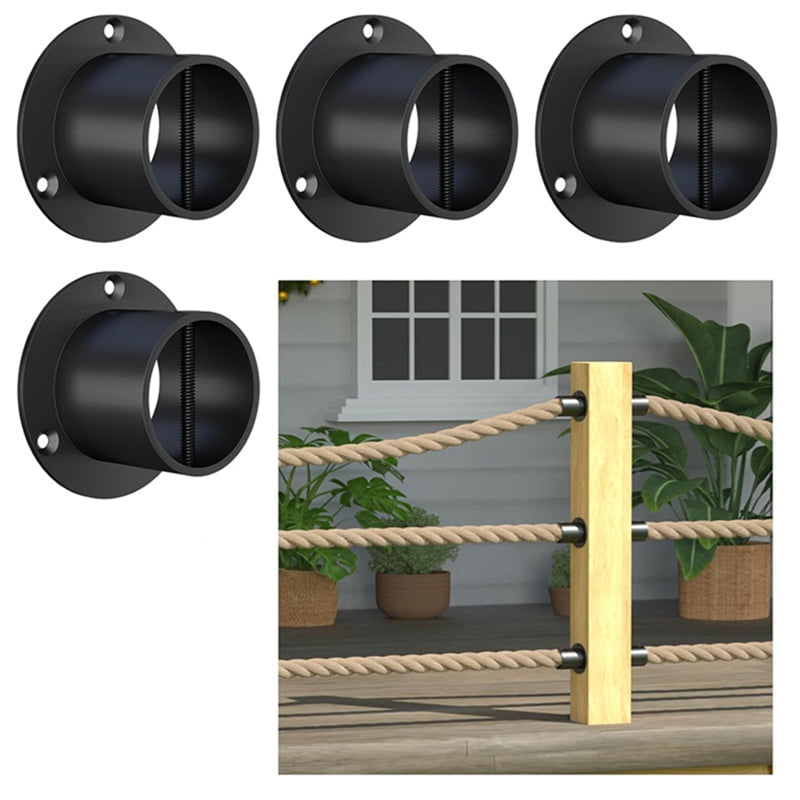 4Pack Black Rope End Snap with Screw Securing Rail Support Cap for ...