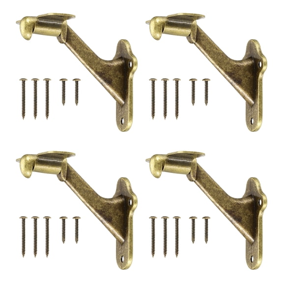 4Pack Bronze Handrail Bracket, 3 Inch Heavy Duty Stair Railing Brackets Stair Support Banister Hardware for Home Office Indoor & Outdoor Stairways