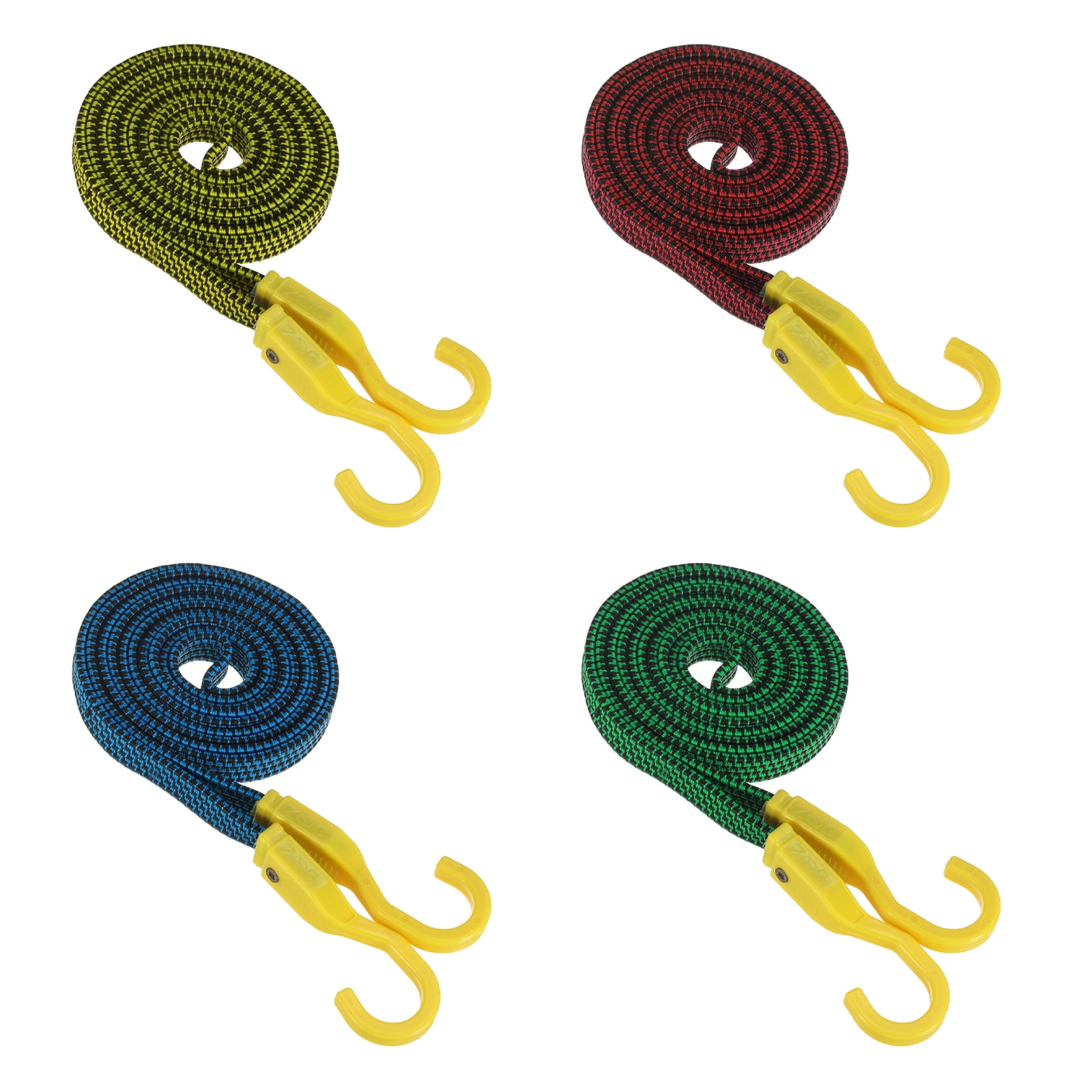 4Pack Bungee Cords with Hooks, 78.7" Flat Rubber Bungee Straps Elastic Rubber Straps for Outdoor Camping Cargo Tarps Roof Racks