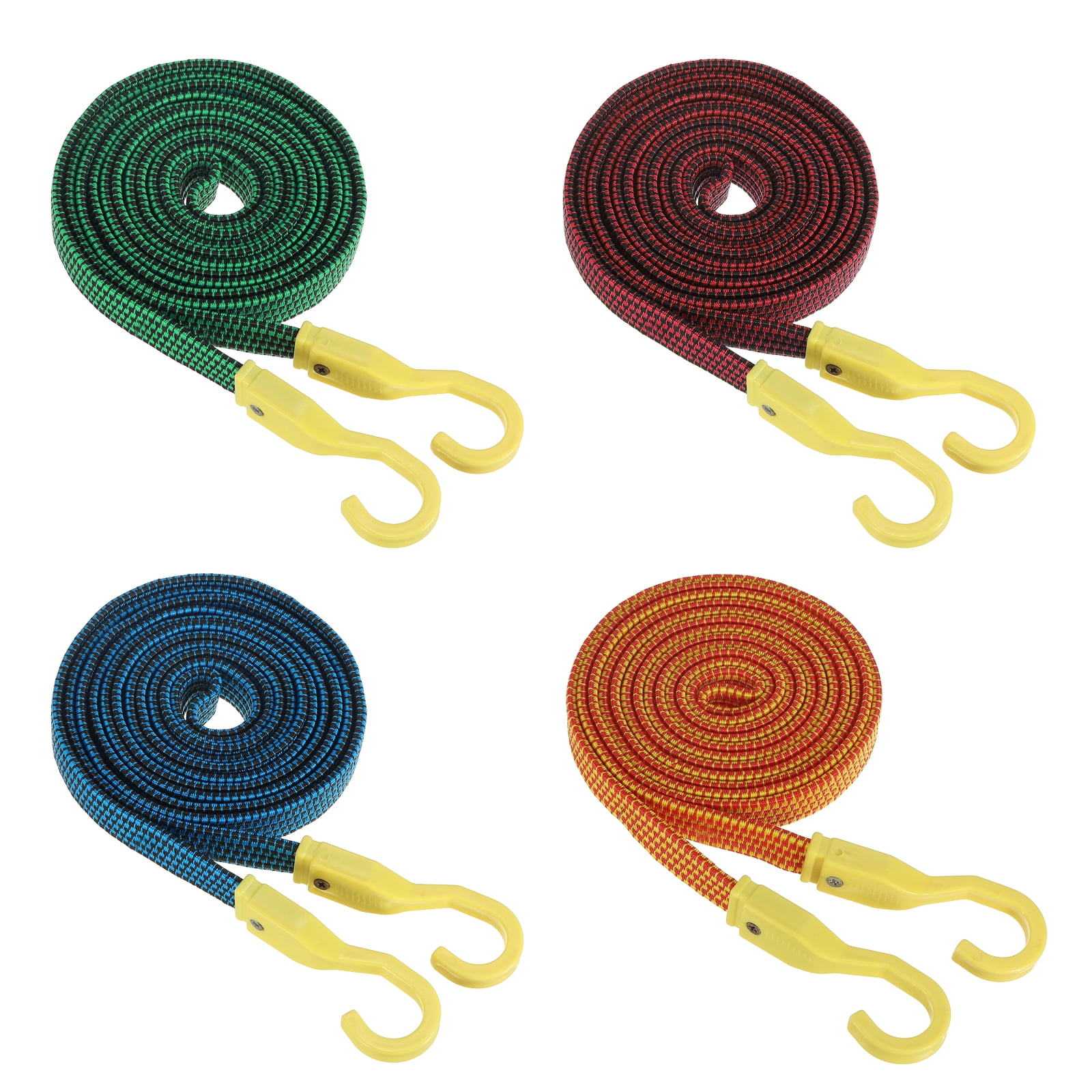 4Pack Bungee Cords with Hooks, 98.4" Flat Rubber Bungee Straps Elastic Rubber Straps for Outdoor Camping Cargo Tarps Roof Racks