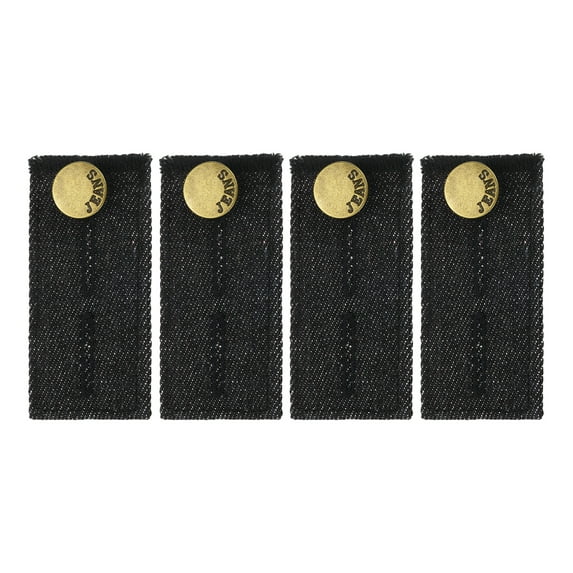 4Pack Button Extenders for Pants, Denim Waist Extenders (Black, 3.1x1.5inch)