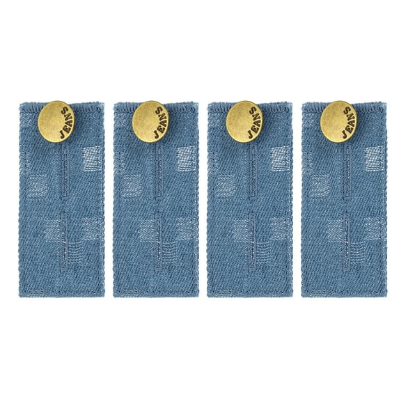 4Pack Button Extenders for Pants, Denim Waist Extenders (Blue/White, 3.1x1.5inch)