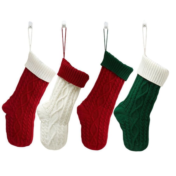 4Pack Christmas Stockings,Christmas Hanging Candy and Gift Bags, Decoration Soft and Comfortable Knitted Festival Party Xmas Tree Stocking