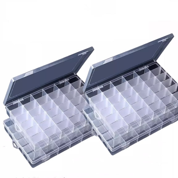 4Pack Clear Plastic Organizer Storage Box Container with Adjustable Dividers