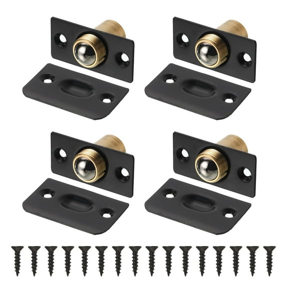 4Pack Closet Door Ball Catch Hardware Adjustable with Strike Plate Catch, Black