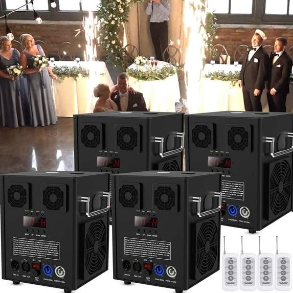 JAJALUYA 4Pack 700W Aluminum Cold Spark FX System w/DMX - Adjustable 3-16ft for Weddings/Parties