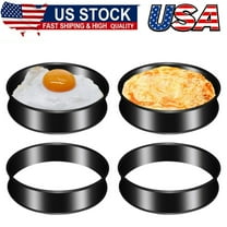 4Pack Crumpet Rings NONSTICK English Muffin Rings 4"-Round Egg Rings -Stainless