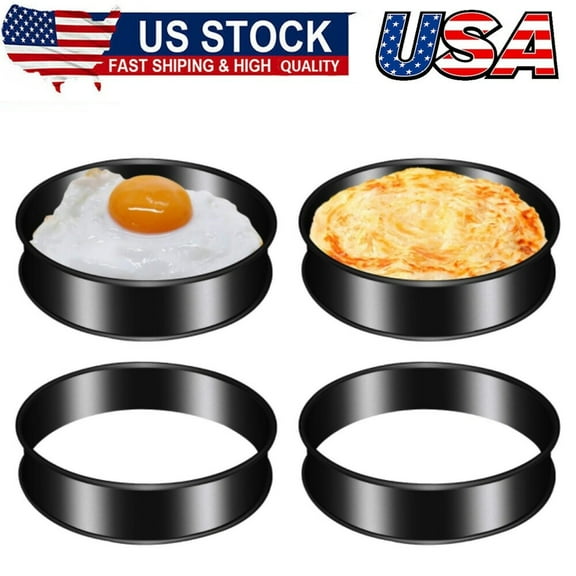 4Pack Crumpet Rings NONSTICK English Muffin Rings 4"-Round Egg Rings -Stainless