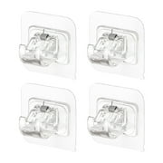 4Pack Self Adhesive Curtain Rod Bracket, Drapery Hook Holders Fixings Rod Holder Nail Free Smart Rod Bracket Holders, No Drill Curtain Rod Brackets for Home Bathroom and Hotel Use - Transparent