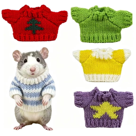 4Pack Cute Hamster Clothes, Small Animal Sweaters for Rats Guinea Pigs, Mini Pet Holiday Costume Party Outfits(B)