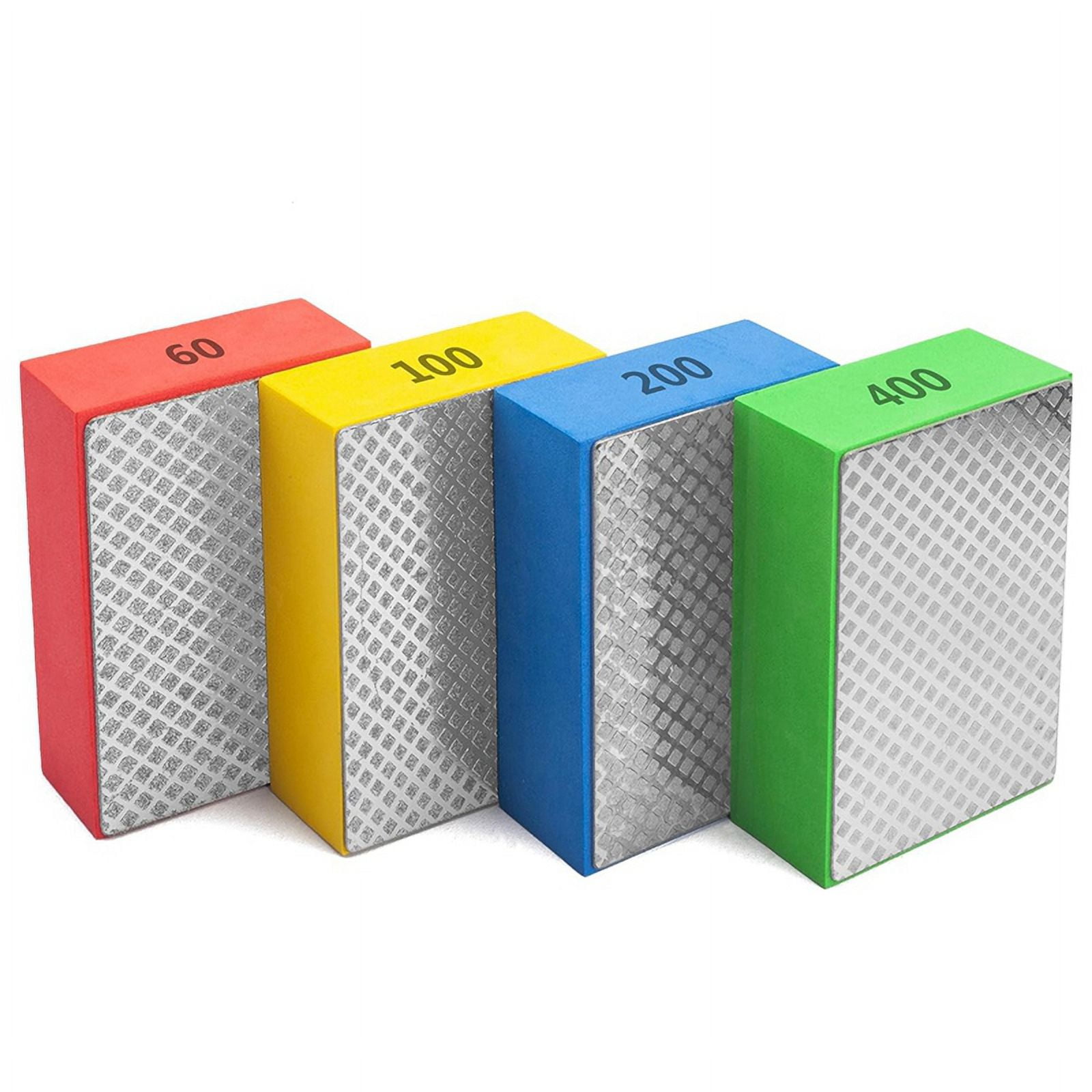 4Pack Diamond Hand Polishing Pads for Sanding Ceramics Glass Tile Concrete Stone Marble , 60, 100, 200, 400