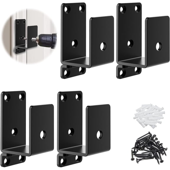 4Pack Door Barricade Brackets,2x4 Heavy Duty Door Security Brackets for 2 x 4 Lumber,Open Bar Holder Steel U Bracket Door Security bar fit for Indoor,Outdoor Door Security