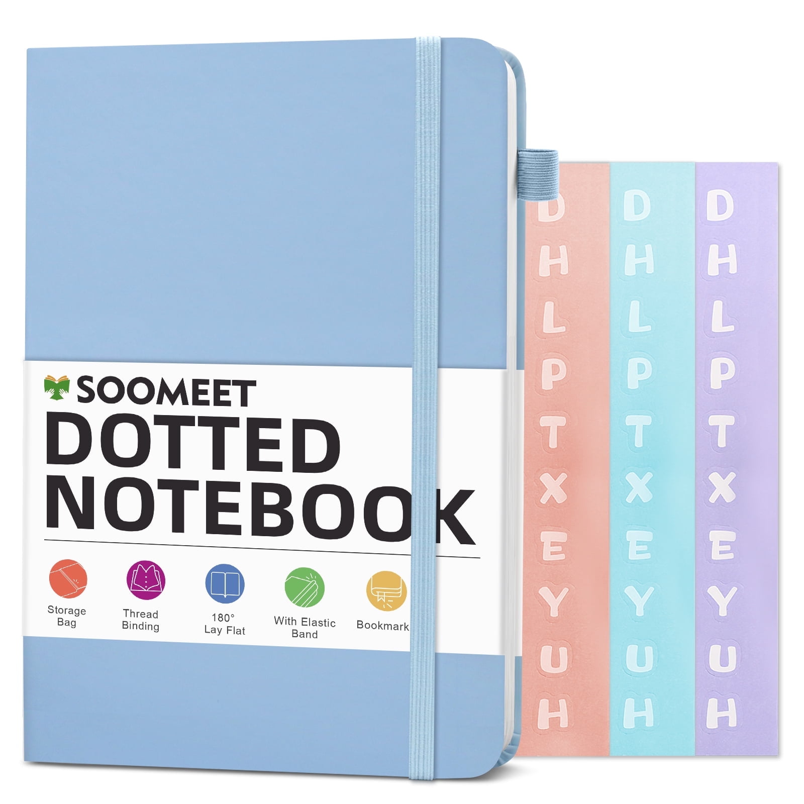 4Pack Small Journal Notebook,Hardcover Journals for Women Men,Dotted,Grid,Pen Loop, Stickers,A6,100 gsm Thick Paper,160 Pages,3.6in x 5.6in