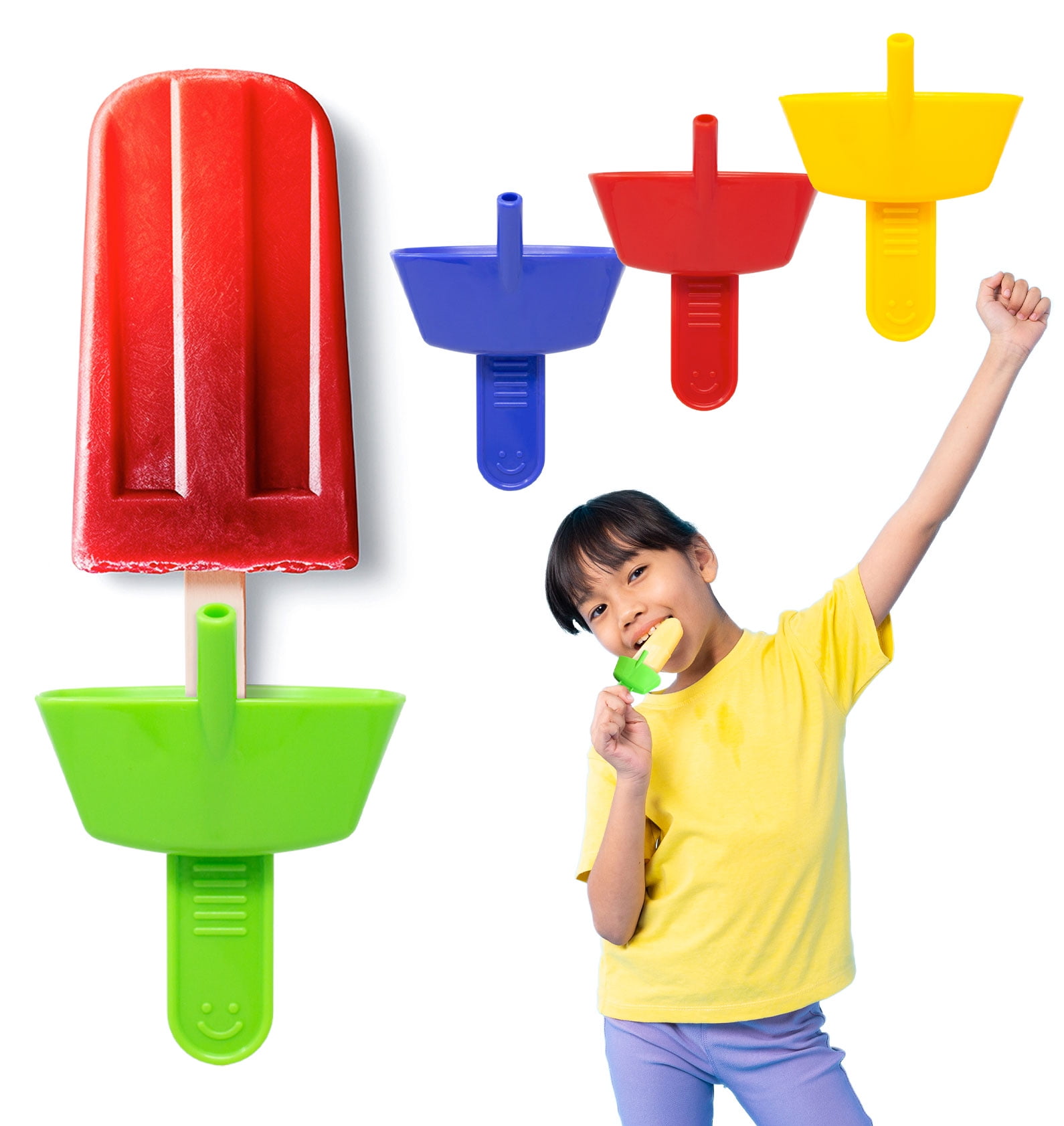 4Pack DripFree Popsicle Holders, TidyPop Popsicle Holder with Straw