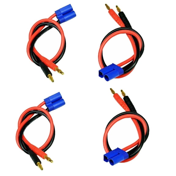 4Pack EC5 Male to 4mm Banana Plug Cable Connector For Lead Battery Charge 12AWG