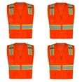 thumbnail image 1 of 4Pack Everyday ANSI Class 2 Oxford Front Mesh Back 6 Pockets Zipper Vest (ORANGE), 1 of 1