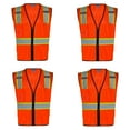 thumbnail image 1 of 4Pack Everyday ANSI Class 2 with Contrast and Black Trim with 6 Pockets Zipper Vest (ORANGE), 1 of 1