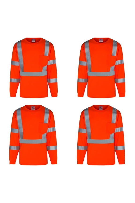 4Pack Everyday ANSI Class 3 Long Sleeve UPF-50+ T-Shirt (ORANGE)