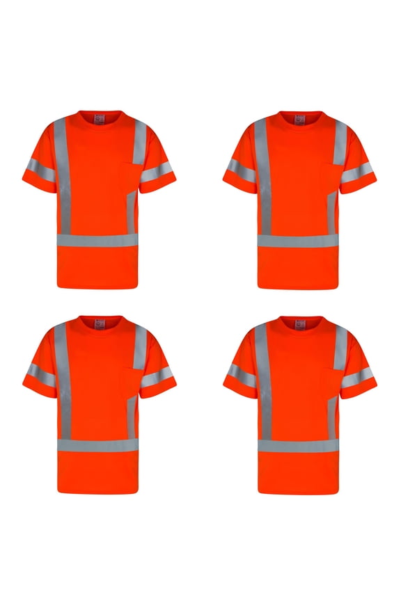 4Pack Everyday ANSI Class 3 Short Sleeve T-Shirt (ORANGE)