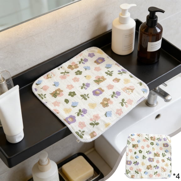 4Pack Face Cloths, Soft Wash Cloth for Washing Face, Cotton Face Towels for Sensitive Skin Women Facial Makeup Remover Reusable Absorbent Washcloths （10 x 10 Inch）
