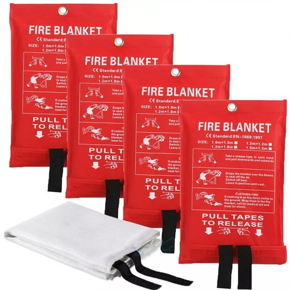 4Pack Fire Blanket, 40''×40'' Fiberglass Emergency Fireproof Gear, Flame Retardant Protection for Home, Kitchen, Camping, Hiking