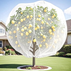 4Pack Fruits Tree Netting with Zipper and Drawstring, 5.3x7.87ft Insect Bird Barrier Plant Netting for Garden Cover Protection