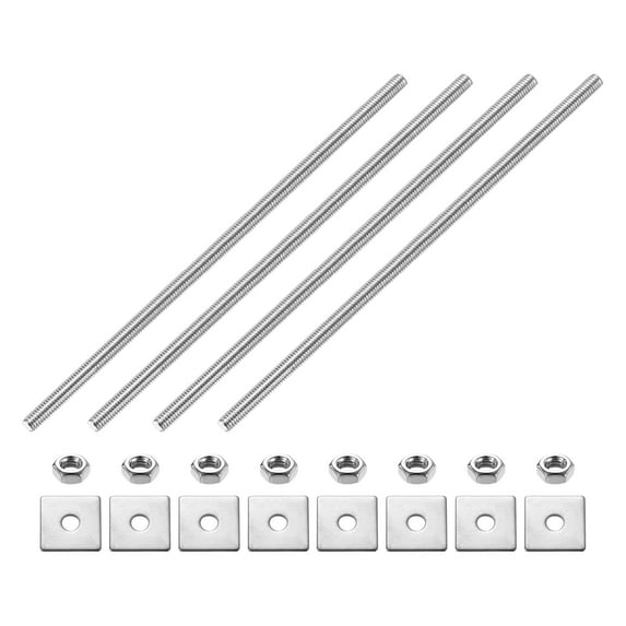 4Pack Fully Threaded Rod, M4 x 180mm 304 Stainless Steel with Nuts Washers