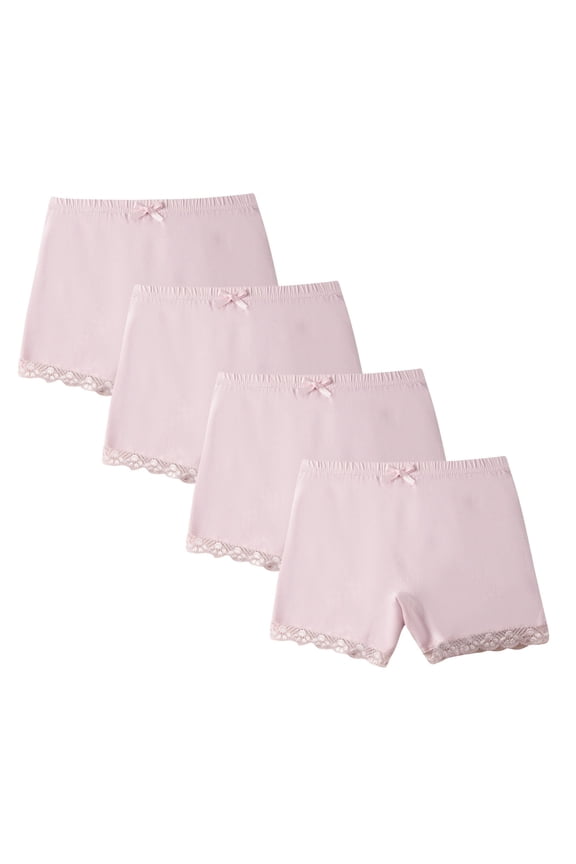 4Pack Girls Underwear Lace Trim Boyshorts Yoga Dance Safety Undershorts Cute Elastic Waist Seamless Panties